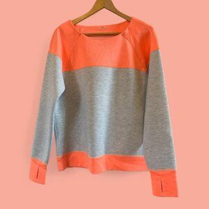 Women’s Athleta Fuse Colorblock Gray and Neon Orange Pullover Sweatshirt-Size‎ L